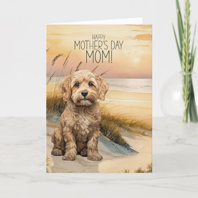 Cartes Pour Fêtes Annuelles Cockapoo Dog Sunset Beach Mother's Day (Devant)
