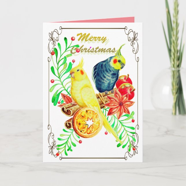 Cartes Pour Fêtes Annuelles Cockatiel Mistletoe (Devant)