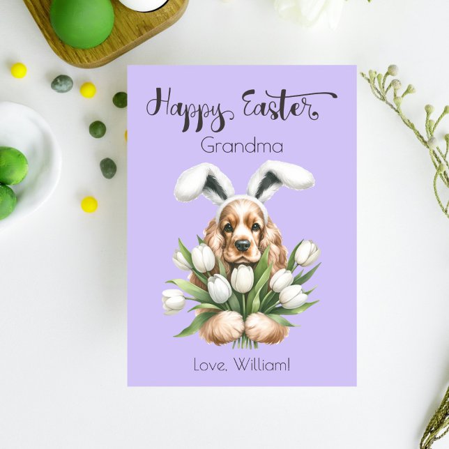 Cartes Pour Fêtes Annuelles Cocker Spaniel Avec Des Oreilles De Lapin Joyeux P (Créateur téléchargé)
