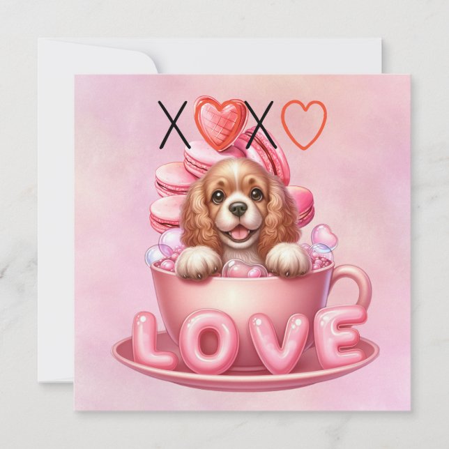 Cartes Pour Fêtes Annuelles Cocker Spaniel Chien chiot pour la Saint-Valentin (Devant)