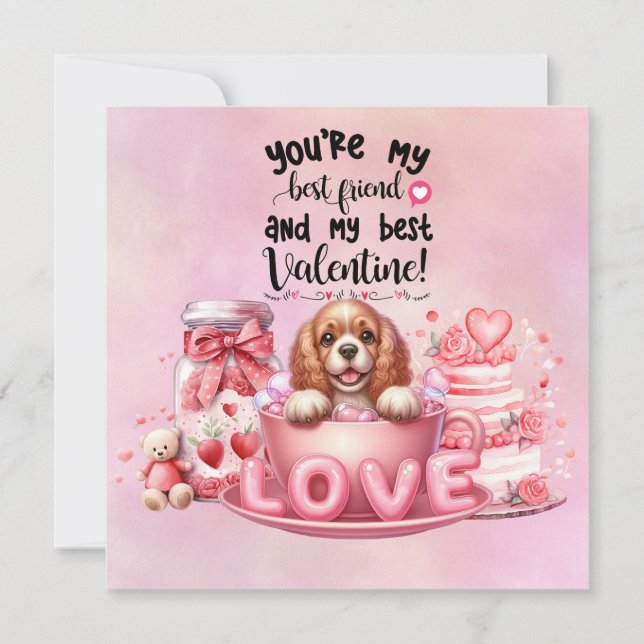 Cartes Pour Fêtes Annuelles Cocker Spaniel Chien chiot pour la Saint-Valentin (Devant)