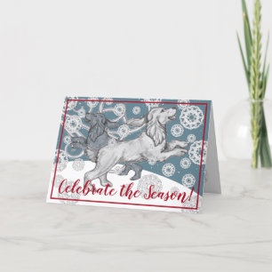 Cartes Pour Fêtes Annuelles Cocker Spaniel Chien Flocon de neige Hiver Bleu No