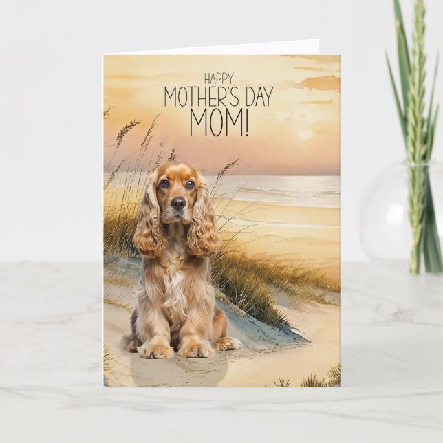 Cartes Pour Fêtes Annuelles Cocker Spaniel Dog Sunset Beach Mother's Day (Devant)