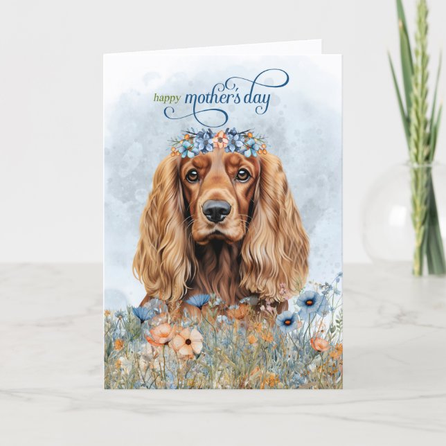 Cartes Pour Fêtes Annuelles Cocker Spaniel Dog Wildflowers Mother's Day (Devant)