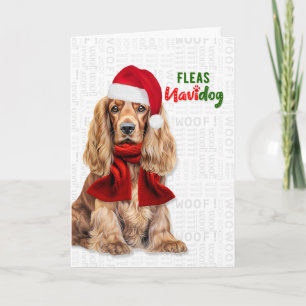 Cartes Pour Fêtes Annuelles Cocker Spaniel Drôle de Puces Navidog