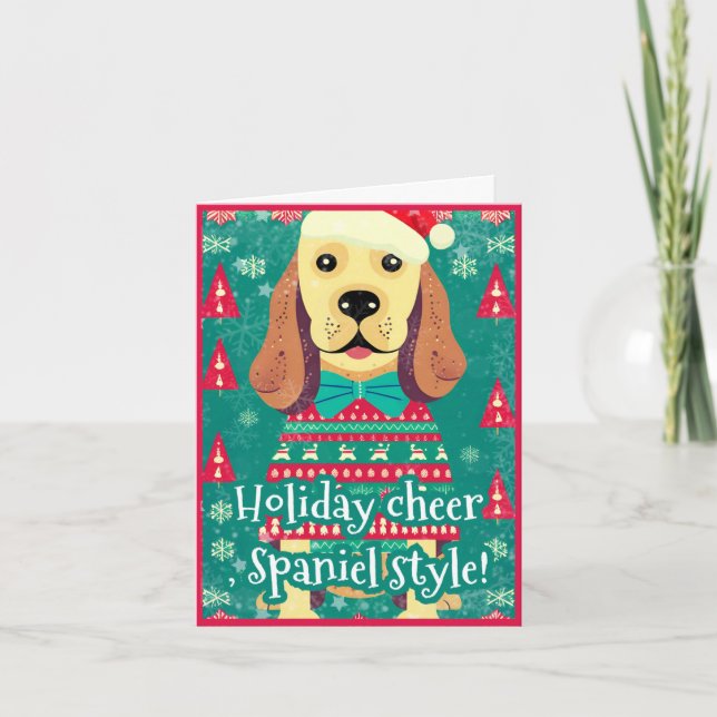 Cartes Pour Fêtes Annuelles Cocker Spaniel en pull de Noël laid Joyeux Amuseme (Devant)