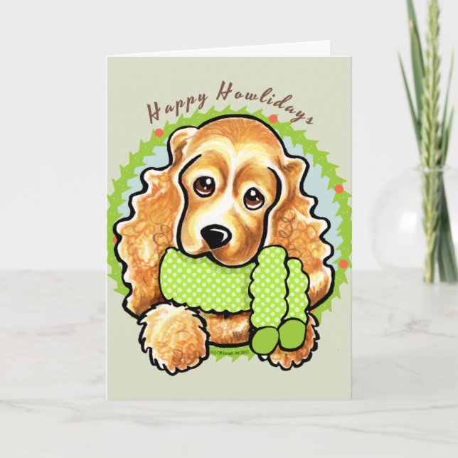 Cartes Pour Fêtes Annuelles Cocker Spaniel Joyeux Howlidays (Devant)