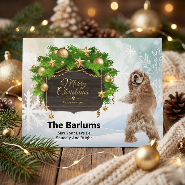Cartes Pour Fêtes Annuelles Cocker Spaniel Joyeux Noël Personnalisé (Cocker Spaniel Merry Christmas Personalized Holiday Postcard)