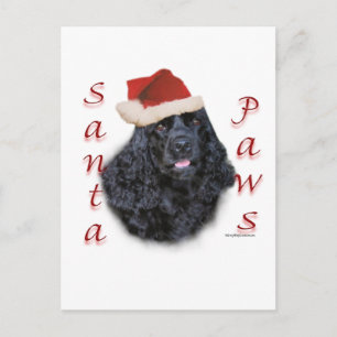 Cartes Pour Fêtes Annuelles Cocker Spaniel (noir) Père Noël Paws