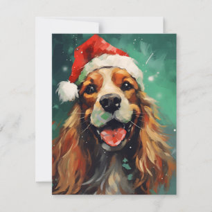 Cartes Pour Fêtes Annuelles Cocker Spaniel peinture à la brosse de Noël