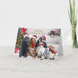 Cartes Pour Fêtes Annuelles Cocker Spaniels Noël Un moment pour jouer