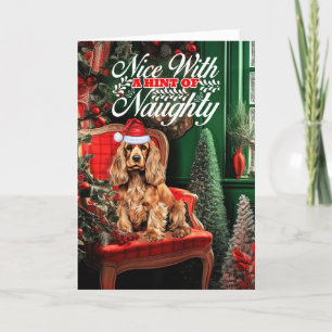 Cartes Pour Fêtes Annuelles Cocker sucré de Noël Spaniel Naughty ou Nice