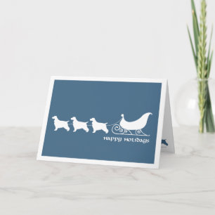 Cartes Pour Fêtes Annuelles Cockers anglais tirant Sleigh de Père Noël