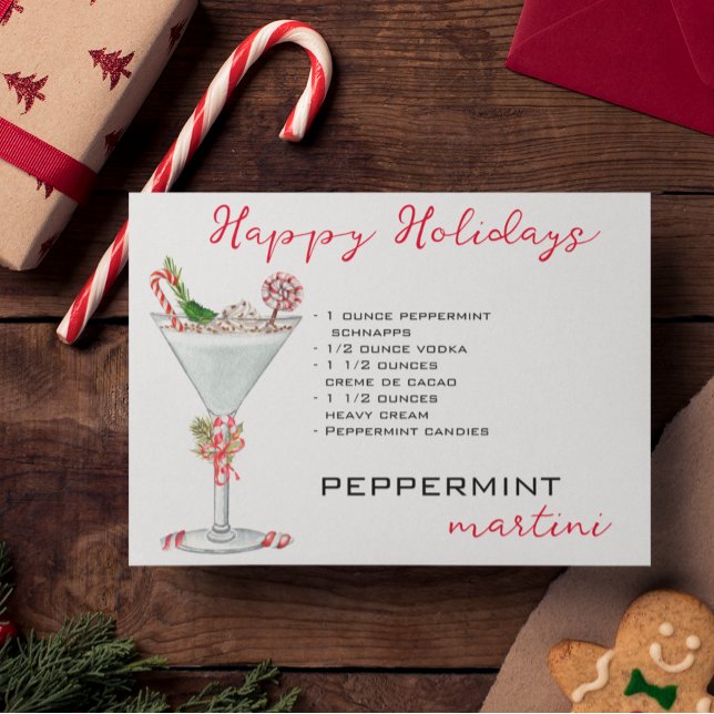 Cartes Pour Fêtes Annuelles Cocktail à la menthe de Noël Martini Recette (Créateur téléchargé)