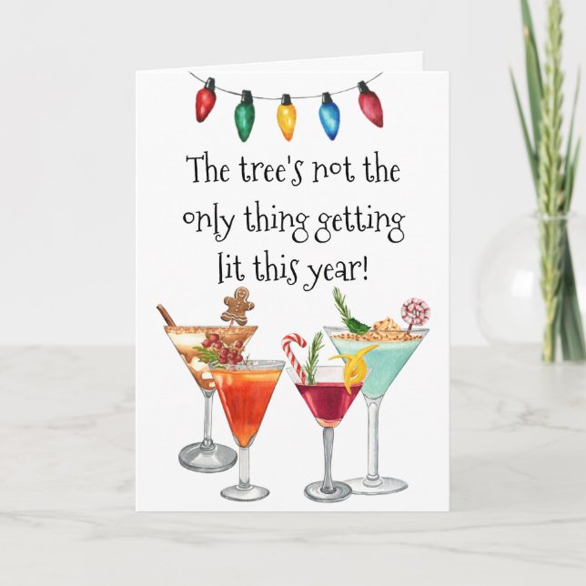 Cartes Pour Fêtes Annuelles Cocktail Boire Martini Noël (Devant)