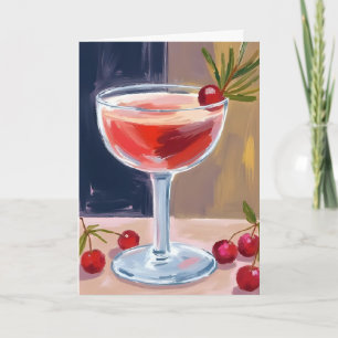 Cartes Pour Fêtes Annuelles Cocktail de Noël   Baies Rouges Pin Joyeux
