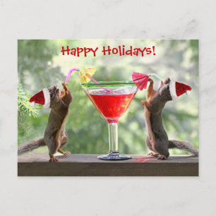 Cartes Pour Fêtes Annuelles Cocktail de Santa Squerrel
