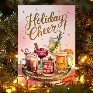 Cartes Pour Fêtes Annuelles Cocktail de vacances Plateau de boisson de Noël Ca