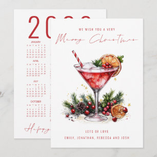 Cartes Pour Fêtes Annuelles Cocktail festif 2026 Calendrier Joyeux Noël