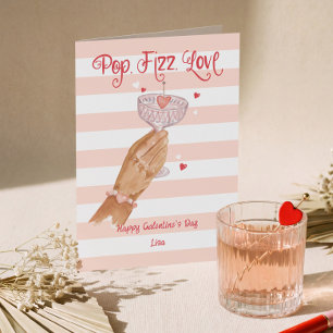Cartes Pour Fêtes Annuelles Cocktail Fizz Amour Pop Galentine's Day Joyeux