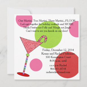 Cartes Pour Fêtes Annuelles Cocktail Preppy Pink Green Holiday Jingle Mingle