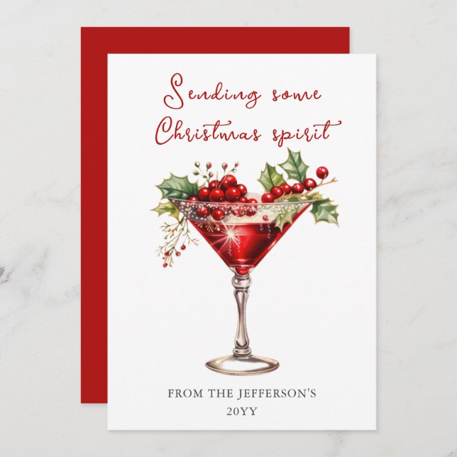 Cartes Pour Fêtes Annuelles Cocktail rouge Christmas Spirit (Devant / Derrière)