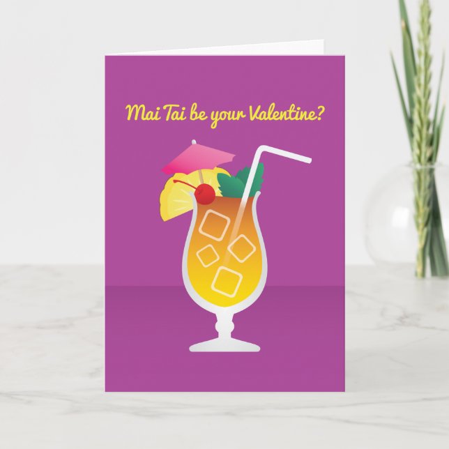 Cartes Pour Fêtes Annuelles Cocktail Valentine : Mai Tai be you Valentine ? (Devant)