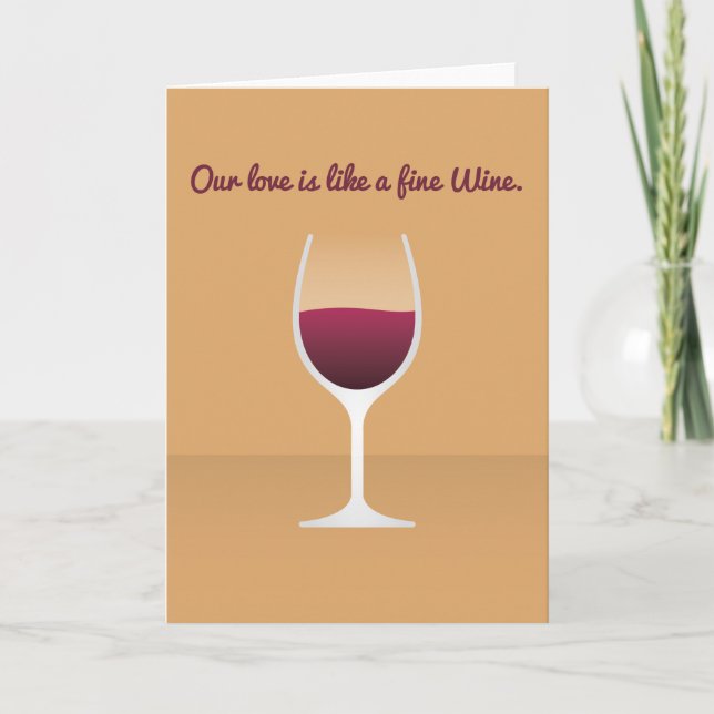Cartes Pour Fêtes Annuelles Cocktail Valentine : Notre amour est comme un vin  (Devant)