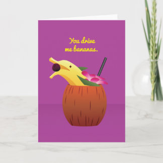 Cartes Pour Fêtes Annuelles Cocktail Valentine : Vous me conduisez des bananes