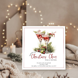Cartes Pour Fêtes Annuelles Cocktails Cheer de Noël Nouveau Accueil Noël