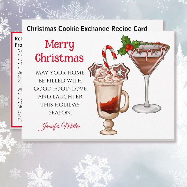Cartes Pour Fêtes Annuelles Cocktails de Noël Exchange Recette 5 x 7 (Créateur téléchargé)