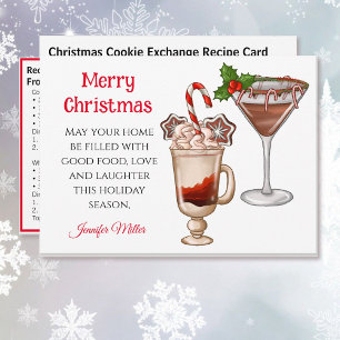 Cartes Pour Fêtes Annuelles Cocktails d'échange de recettes de Noël 5 x 7