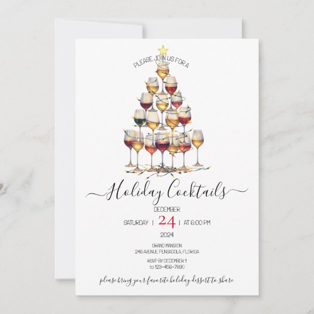 Cartes Pour Fêtes Annuelles Cocktails Festive Boissons Fête de Noël (Devant)