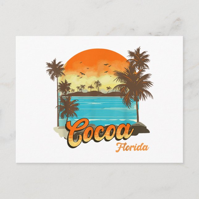 Cartes Pour Fêtes Annuelles Cocoa Florida Beach Vacances été Palm Sunset (Devant)