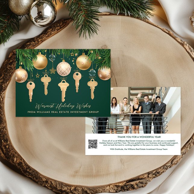 Cartes Pour Fêtes Annuelles Code QR de photo Investissement immobilier (Golden Keys Real Estate Christmas Cards)