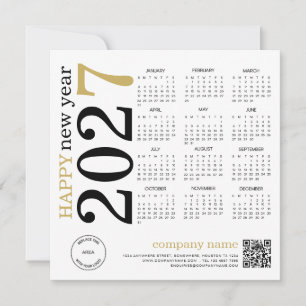 Cartes Pour Fêtes Annuelles Code QR du logo du calendrier 2027 Bonne Année
