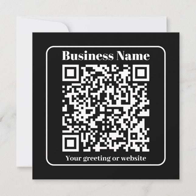Cartes Pour Fêtes Annuelles Code QR modifiable noir et blanc style moderne rét (Devant)