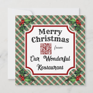 Cartes Pour Fêtes Annuelles Code QR personnalisé Restaurant Noël Plat