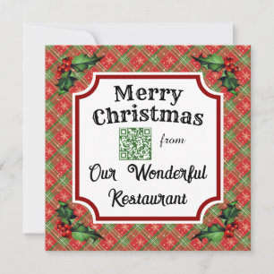 Cartes Pour Fêtes Annuelles Code QR personnalisé Restaurant Noël Rouge Plat