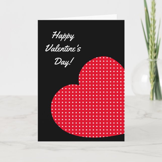 Cartes Pour Fêtes Annuelles Coeur à points Polka rouge et blanc Valentine (Devant)