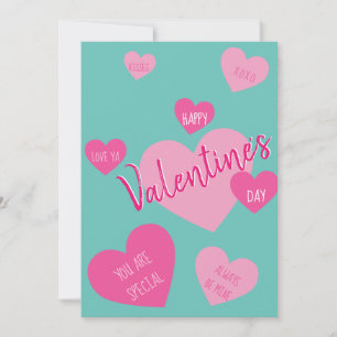 Cartes Pour Fêtes Annuelles Cœur Amour Joyeuse Saint-Valentin Menthe Rose Mess