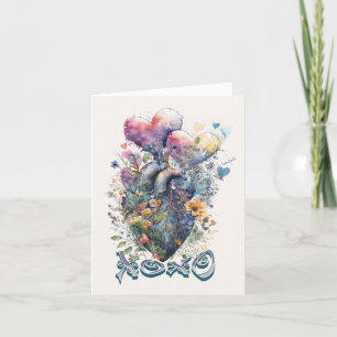 Cartes Pour Fêtes Annuelles Coeur aquarelle