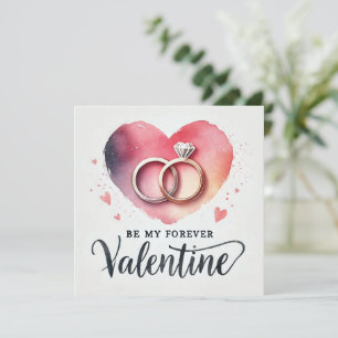 Cartes Pour Fêtes Annuelles Cœur aquarelle avec anneaux – Saint-Valentin pour 