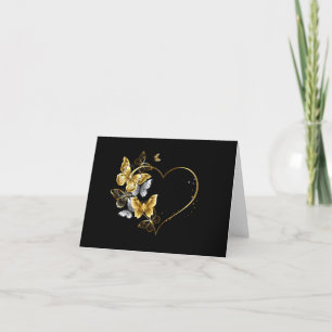 Cartes Pour Fêtes Annuelles Coeur aux papillons d'or