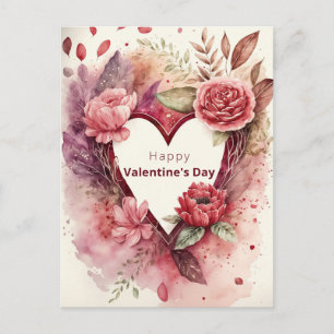 Cartes Pour Fêtes Annuelles Coeur avec fleurs et pétales