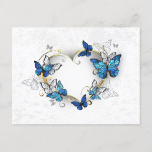 Cartes Pour Fêtes Annuelles Coeur bijoux avec papillons Morpho