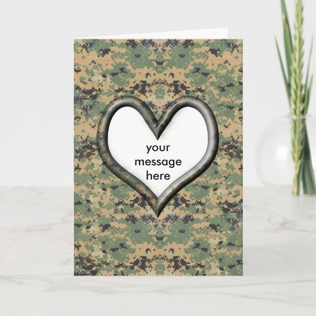 Cartes Pour Fêtes Annuelles Coeur Camouflage - Saint-Valentin (Devant)