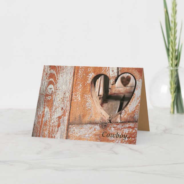 Cartes Pour Fêtes Annuelles Coeur Cowboy (Devant)