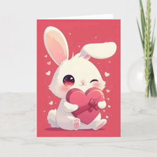 Cartes Pour Fêtes Annuelles Coeur d'amour du lapin mignon