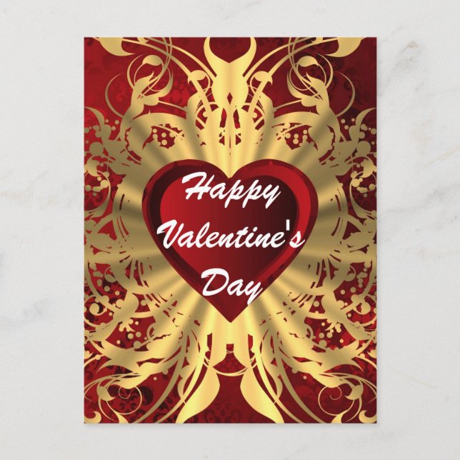 Cartes Pour Fêtes Annuelles Coeur d'amour romantique rouge Valentines (Devant)